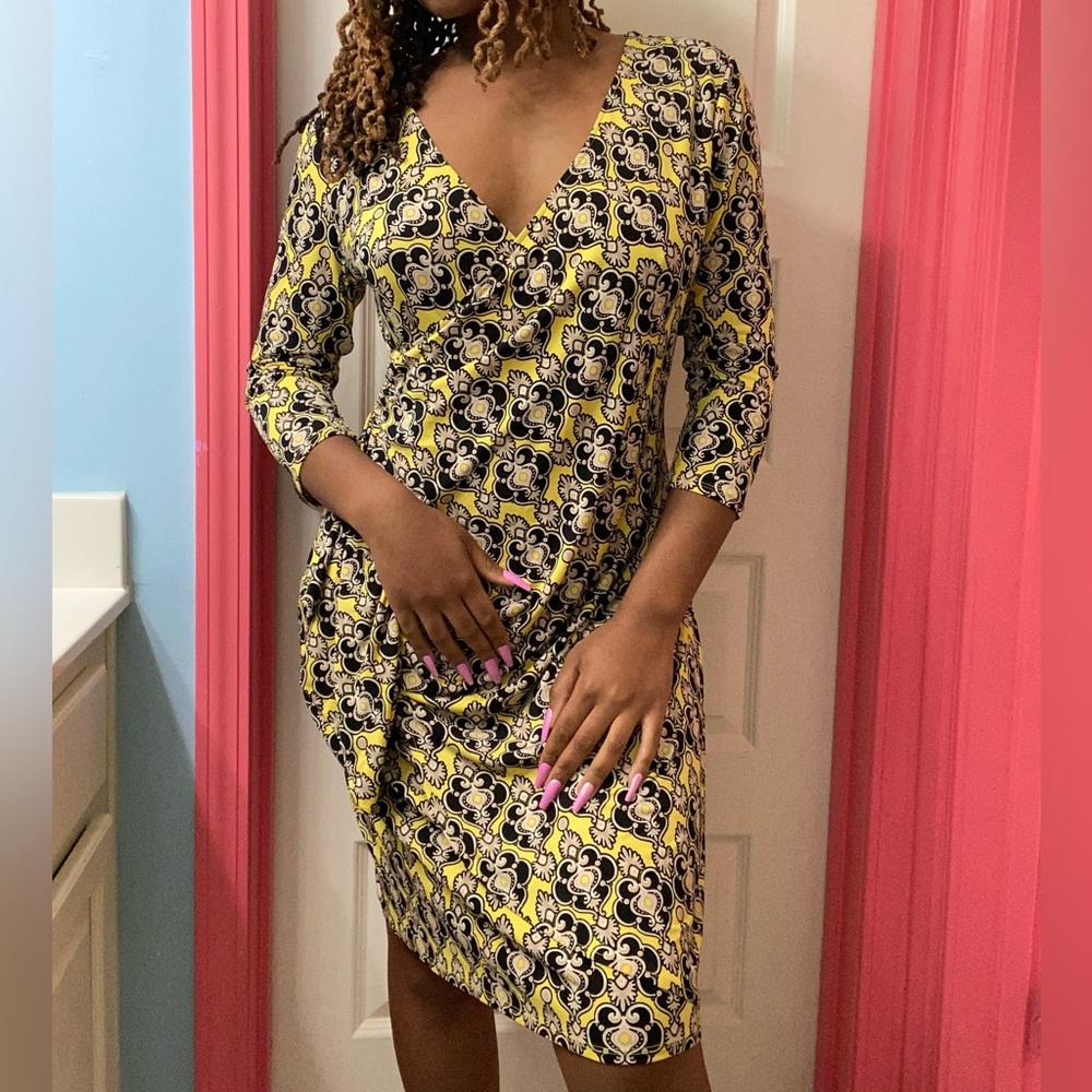 Yellow & Black Wrap Dress ⚜️♠️